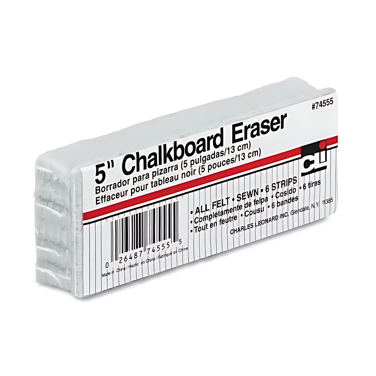 Charles Leonard Chalkboard Eraser 5" x 2" x 1"